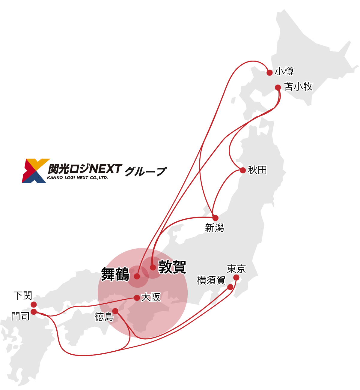KANKO LINE 関西のエリアマップ